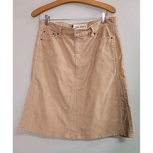 Y2K Gap Jeans Corduroy Straight Midi Skirt Womens 10 Tan Western Boho Cowgirl